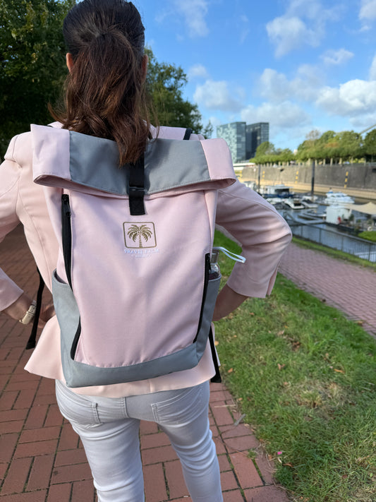 Rolltop Rucksack soft rose Damen elegant – Le Monaco Travel Palm