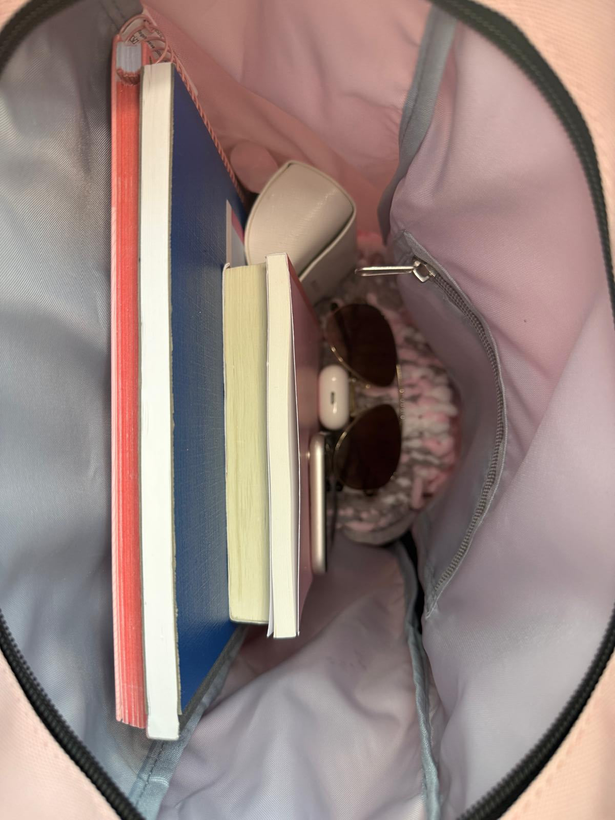 Rolltop Rucksack rosa durchdachte Innenfächer – praktischer Laptop Rucksack Damen