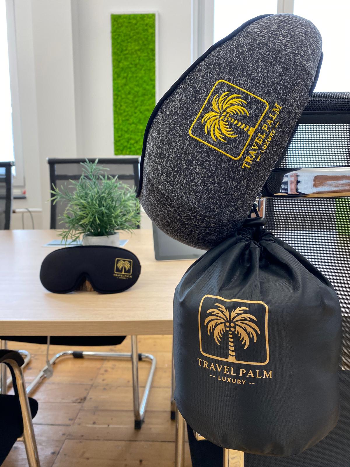 Set Damen stilvoll Pause im Büroalltag verbringen – Premium Nackenkissen Schlafmaske